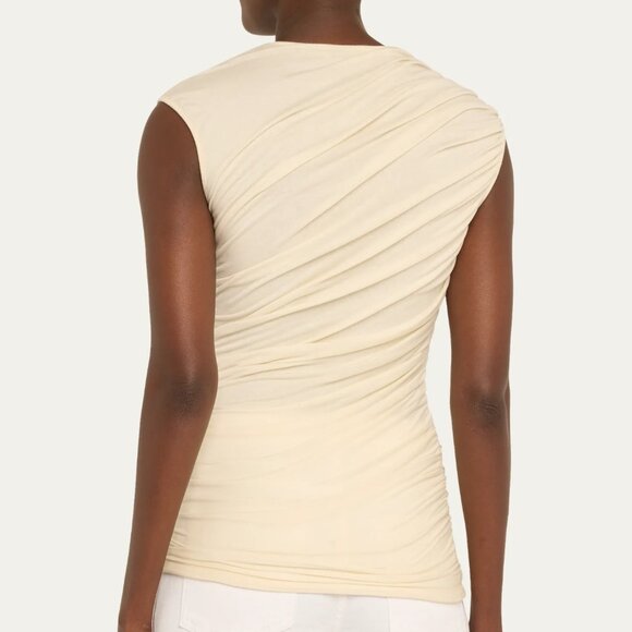 Womens Agolde Cream Ruched Ester Twist Sleeveless Tank Top M - Picture 2 of 13